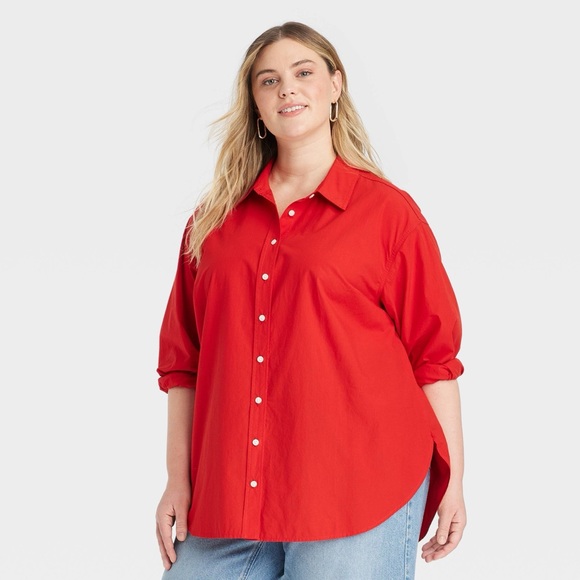 Universal Thread Tops - T72 NWT Universal Thread‎ Oversized Long Sleeve Button-Down Shirt - Size:  XXL